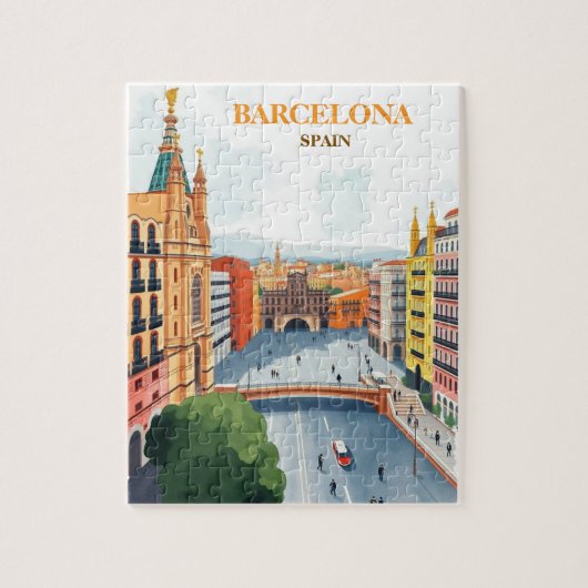 barcelona spanje reizen kunst Vintage Legpuzzel (Verticaal)