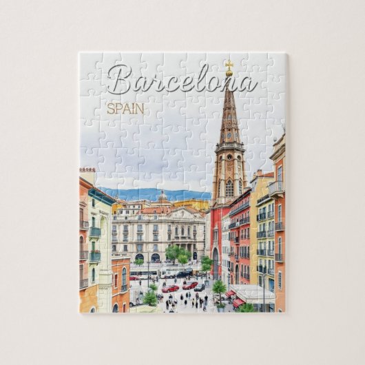 barcelona spanje reizen kunst Vintage Legpuzzel (Verticaal)