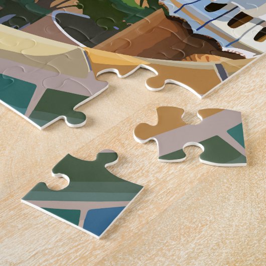 Barcelona Spanje Reizen Kunst Vintage Legpuzzel (Zijkant)