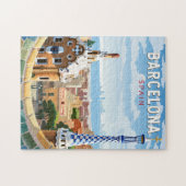 Barcelona Spanje Reizen Kunst Vintage Legpuzzel (Horizontaal)