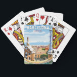 Barcelona Spanje Reizen Kunst Vintage Pokerkaarten<br><div class="desc">Barcelona retro vector reisontwerp. Barcelona,  de kosmopolitische hoofdstad van de Spaanse regio Catalonië,  staat bekend om zijn kunst en architectuur.</div>