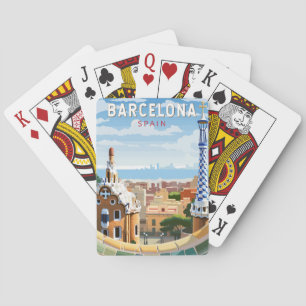 Barcelona Spanje Reizen Kunst Vintage Pokerkaarten