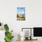 Barcelona Spanje Reizen Kunst Vintage Poster (Thuiskantoor)