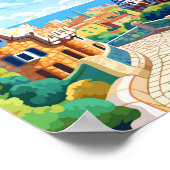 Barcelona Spanje Reizen Kunst Vintage Poster (Hoek)