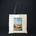 Barcelona Spanje Reizen Kunst Vintage Tote Bag<br><div class="desc">Barcelona retro vector reisontwerp. Barcelona,  de kosmopolitische hoofdstad van de Spaanse regio Catalonië,  staat bekend om zijn kunst en architectuur.</div>