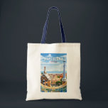 Barcelona Spanje Reizen Kunst Vintage Tote Bag<br><div class="desc">Barcelona retro vector reisontwerp. Barcelona,  de kosmopolitische hoofdstad van de Spaanse regio Catalonië,  staat bekend om zijn kunst en architectuur.</div>