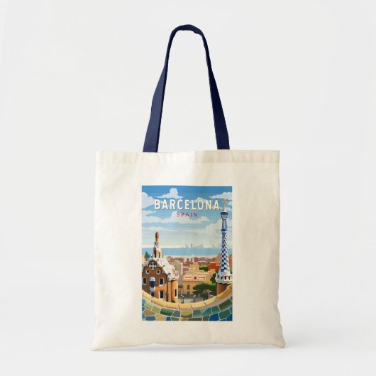 Barcelona Spanje Reizen Kunst Vintage Tote Bag (Voorkant)