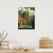 Barcelona, Spanje Reizen Poster (Keuken)