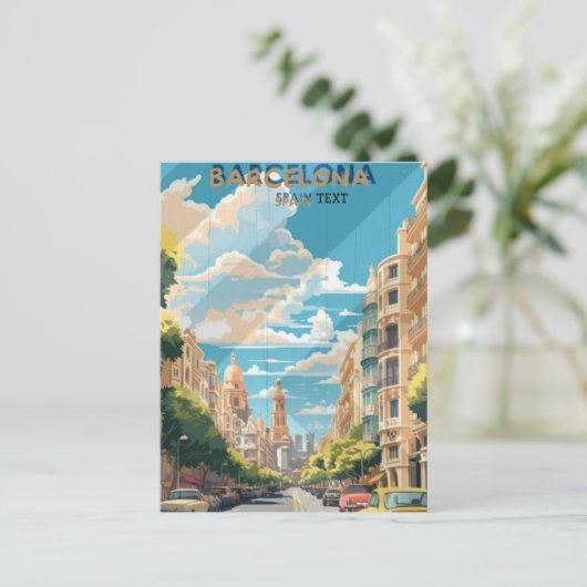Barcelona Spanje Reizen Poster Design Briefkaart (Staand voorkant)