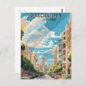 Barcelona Spanje Reizen Poster Design Briefkaart (Voorkant / Achterkant)