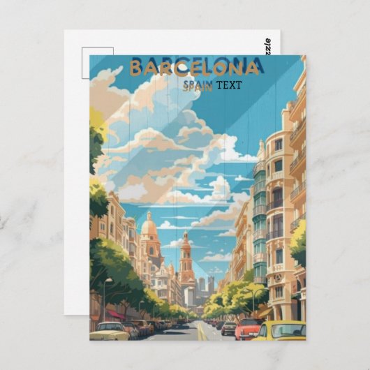Barcelona Spanje Reizen Poster Design Briefkaart (Voorkant / Achterkant)