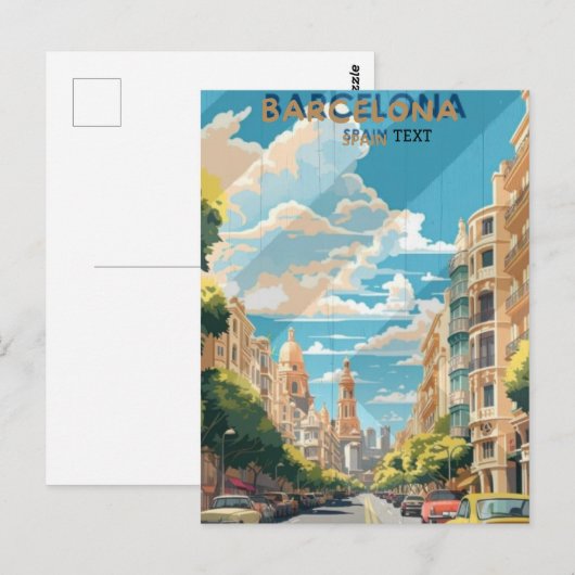 Barcelona Spanje Reizen Reisposter Ontwerp  Briefkaart (Voorkant / Achterkant)