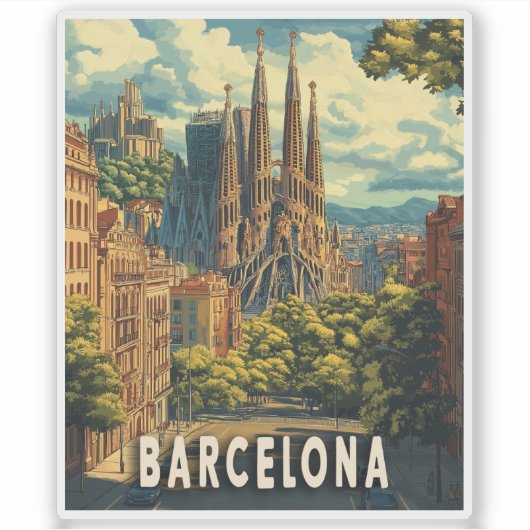 Barcelona, Spanje Reizen Sticker (Voorkant)