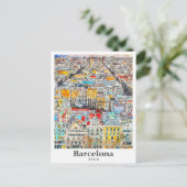 Barcelona Spanje Reizen Waterverf Hand getekend Briefkaart (Staand voorkant)