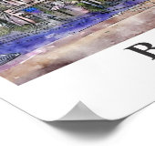 Barcelona Spanje Reizen Waterverf Hand getekend Poster (Hoek)