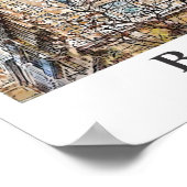 Barcelona Spanje Reizen Waterverf Hand getekend Poster (Hoek)