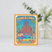 Barcelona Spanje Retro 1990s Reizen Briefkaart (Staand voorkant)