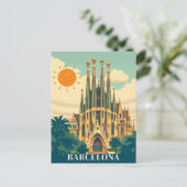 Barcelona Spanje Retro Reizen Abstract Briefkaart (Staand voorkant)