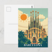 Barcelona Spanje Retro Reizen Abstract Briefkaart (Voorkant / Achterkant)