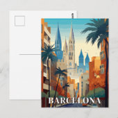 Barcelona, Spanje Retro Reizen Briefkaart (Voorkant / Achterkant)