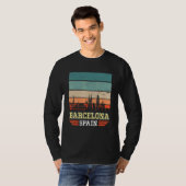 Barcelona Spanje Retro  Sunset Skyline Barce T-shirt (Voorkant volledig)