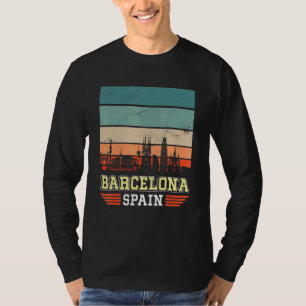 Barcelona Spanje Retro Sunset Skyline Barce T-shirt