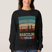 Barcelona Spanje Retro  Sunset Skyline Barce Trui (Voorkant)