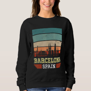 Barcelona Spanje Retro  Sunset Skyline Barce Trui