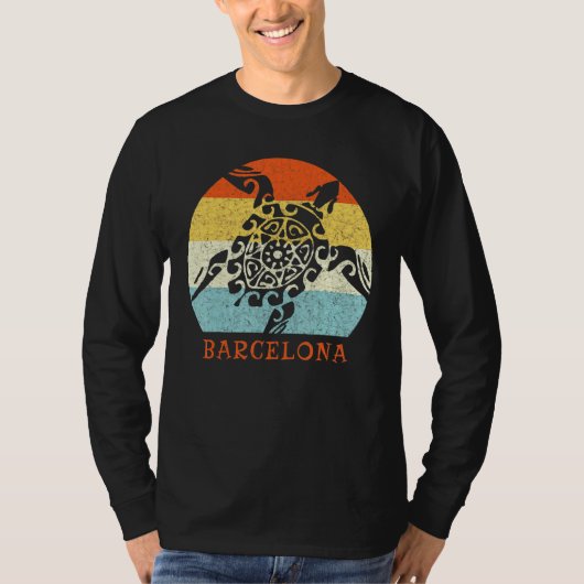 Barcelona Spanje  Retro Turtle Europees Vaca T-shirt (Voorkant)