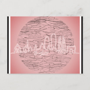 Barcelona Spanje Roze City Skyline Travel Briefkaart