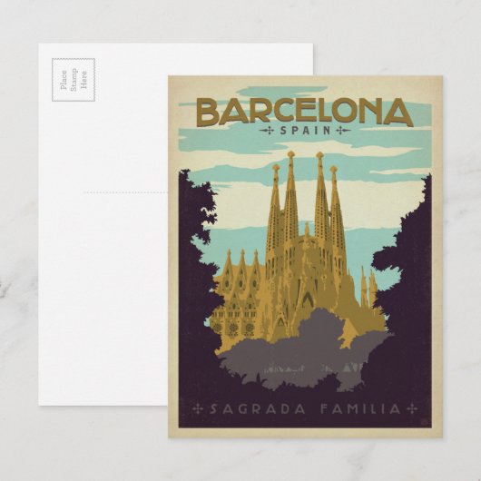 Barcelona, Spanje - Sagrada Familia Briefkaart (Voorkant / Achterkant)