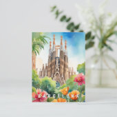 Barcelona Spanje Sagrada Familia Retro Reizen Briefkaart (Staand voorkant)