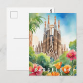Barcelona Spanje Sagrada Familia Retro Reizen Briefkaart (Voorkant / Achterkant)