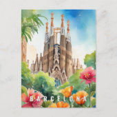 Barcelona Spanje Sagrada Familia Retro Reizen Briefkaart (Voorkant)