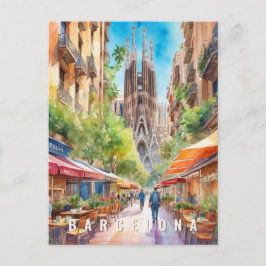 Barcelona Spanje Sagrada Familia Retro Reizen Briefkaart