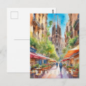 Barcelona Spanje Sagrada Familia Retro Reizen Briefkaart (Voorkant / Achterkant)