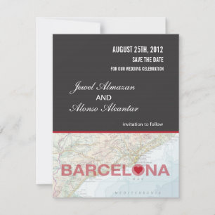 Barcelona Spanje Save the Date Aankondiging