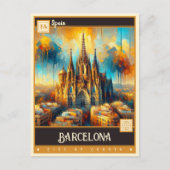 Barcelona, Spanje | schilderij Briefkaart (Voorkant)