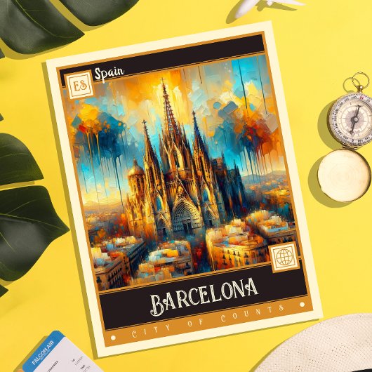 Barcelona, Spanje | schilderij Briefkaart