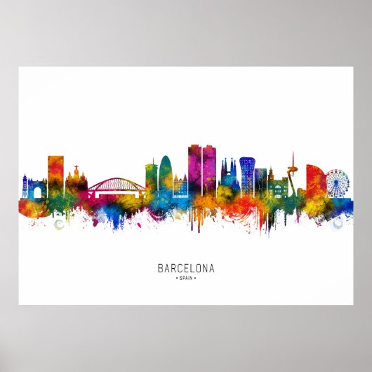 Barcelona Spanje Silhouet Poster (Voorkant)