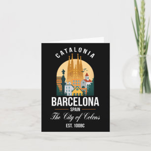Barcelona Spanje Silhouette Souvenirs Gezinsvakant Kaart
