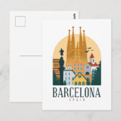 Barcelona Spanje Skyline Ansichtkaart Briefkaart (Voorkant / Achterkant)