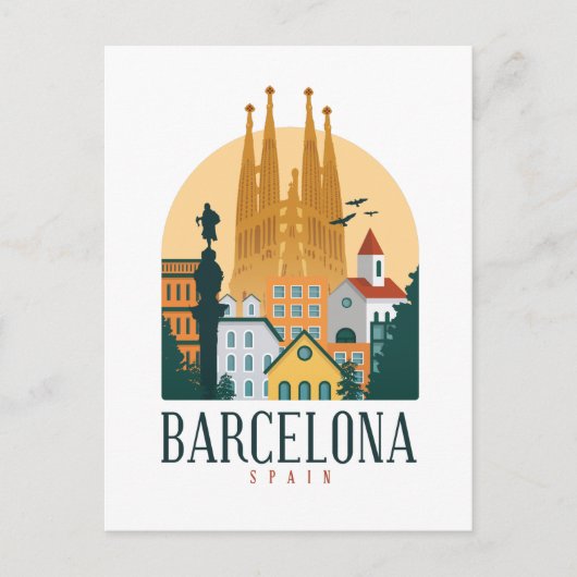 Barcelona Spanje Skyline Ansichtkaart Briefkaart (Voorkant)