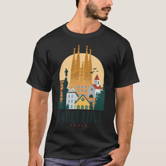 Barcelona Spanje Skyline Shirt Design (Voorkant)