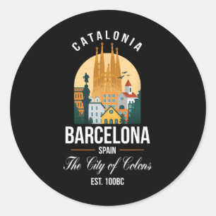 Barcelona Spanje Skyline Souvenirs Familie Vakanti Ronde Sticker