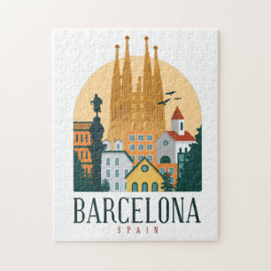 Barcelona Spanje Skyline Vintage Legpuzzel