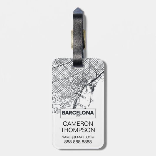 Barcelona, Spanje | Stadskaart Bagagelabel (Achterkant verticaal)