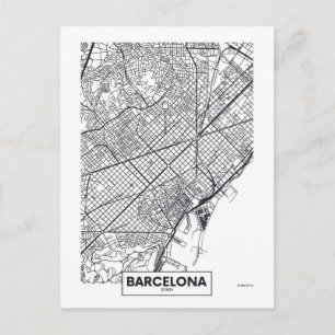 Barcelona, Spanje   Stadskaart Briefkaart