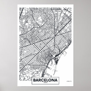 Barcelona, Spanje   Stadskaart Poster