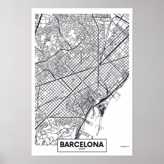 Barcelona, Spanje | Stadskaart Poster (Voorkant)